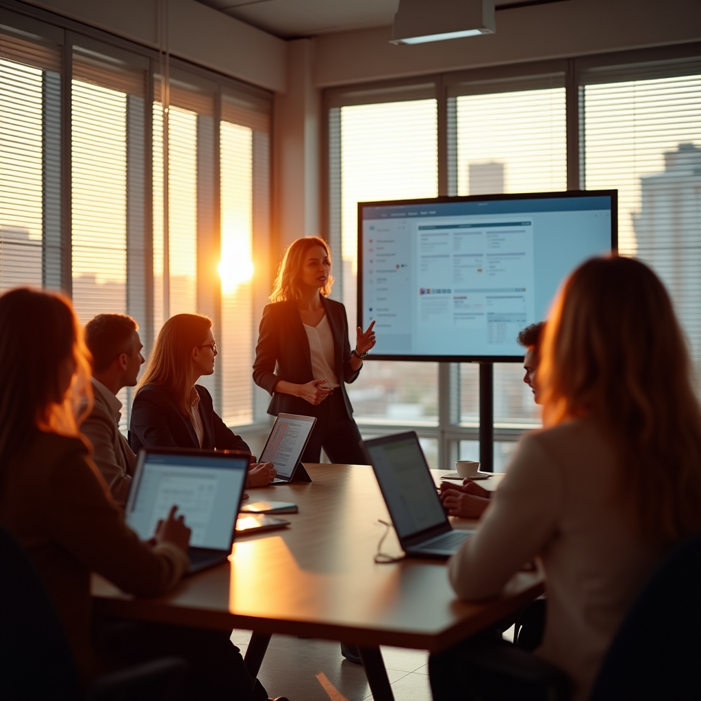 Sesión de formación con un equipo aprendiendo a usar el tablero de innovación interna
